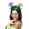 Mardi Gras Accessory Set 2 Pieces Mardi Gras Headbands and 6 Pieces Mardi Gras Beads Necklaces and 2 Pair Mardi Gras Glasses view 2