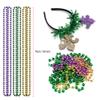 Mardi Gras Accessory Set 2 Pieces Mardi Gras Headbands and 6 Pieces Mardi Gras Beads Necklaces and 2 Pair Mardi Gras Glasses view 3
