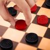 24 Pieces Wooden Checkers Pieces 1.06 Inch Checkers Board Game Pieces Stackable Ridge in Drawstring Storage Pouch, Red and Black view 4