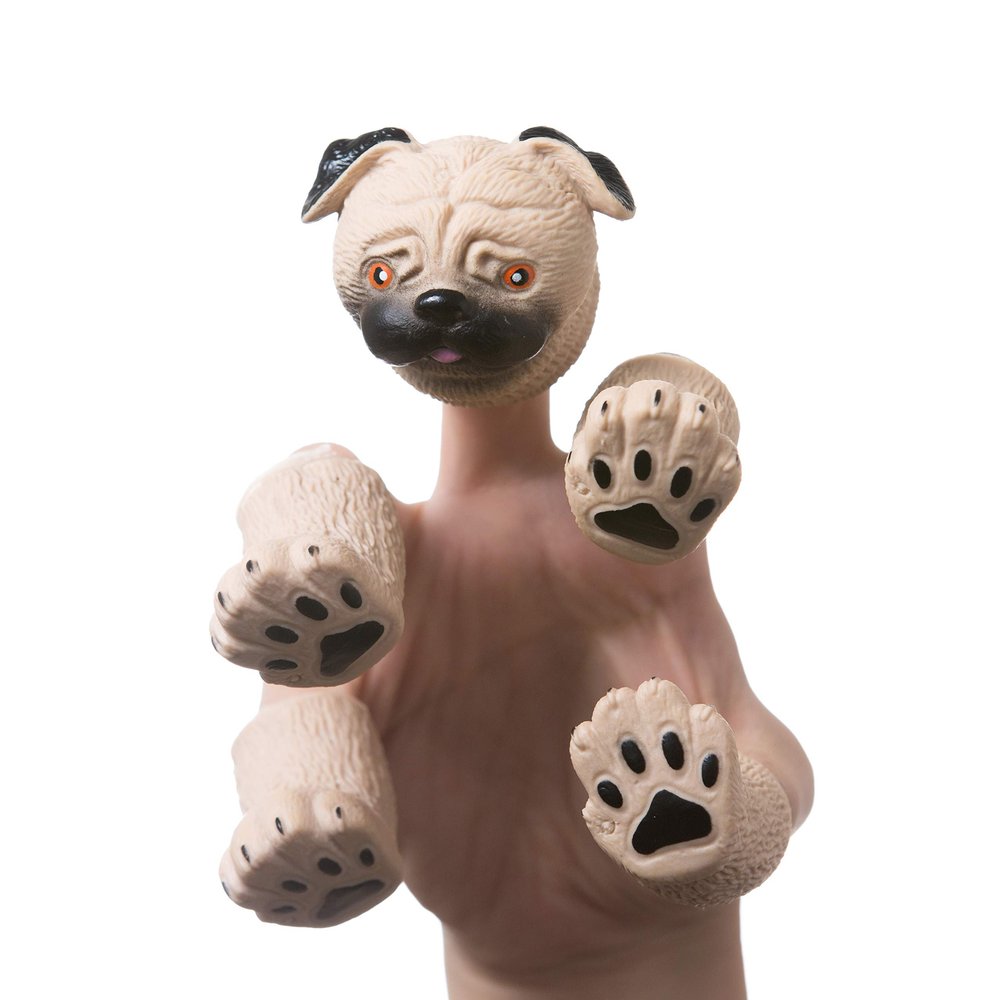 AQKILO Pug Finger Puppet Set, Animals Puppet Show Theater Props, Novelty Toys Weird Stuff Gifts