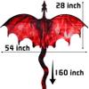 JEKOSEN Fiery Dragon 54" Huge Kite for Kids and Adults Easy to Fly Single Line String with 160" Tail for Beach Trip Park Family Outdoor Games and Activities view 3