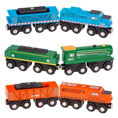Battat Classic Trains 6 Pieces Wooden Railroad Set Magnetic Toy Trains Train Engines & Cars 3+ Years Wooden Locomotives & Freight Cars