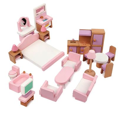 22 Pieces Wooden Mini Furniture Accessories 1:12 Scale Mini Wooden Furnishings for Mini Living Room,Kitchen,Dining Room,Bedroom,Bathroom