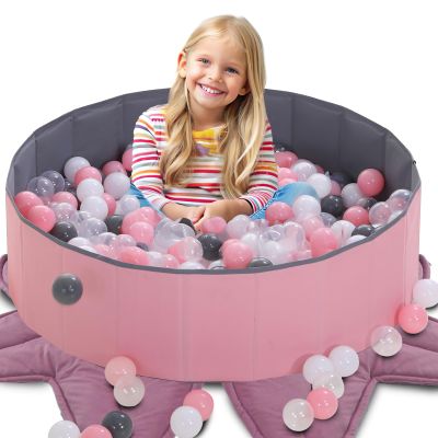 LimitlessFunN Foldable Double Layer Oxford Cloth Kids Ball Pit, Play Ball Pool with Storage Bag (Balls Not Included) Playpen for Baby Toddlers (48 Inch, Large, Pink)