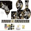 20th Birthday Party Supplies for 30 Guests  Complete Pack with 9" & 7" Plates, 12 oz Cups, Napkins, Table Cover, Banner, Cake Topper, Candle & Photo Props  Happy 20th Birthday Decorations view 1