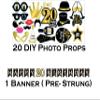 20th Birthday Party Supplies for 30 Guests  Complete Pack with 9" & 7" Plates, 12 oz Cups, Napkins, Table Cover, Banner, Cake Topper, Candle & Photo Props  Happy 20th Birthday Decorations view 3