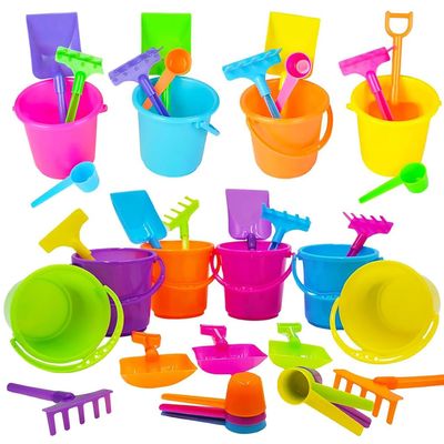 12 Mini Beach Playsets, Play Set Includes 1 Sand Bucket, 1 Shovel, 1 Rake, and 1 Scoop, Birthday Treats for Boys and Girls, Party Favors for Kids and Toddlers (12-Pack)