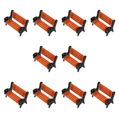 Maxmoral 10PCS Model Train Platform Park Street Seat Bench Chairs Park Bench Model for Model Train Landscape Railway