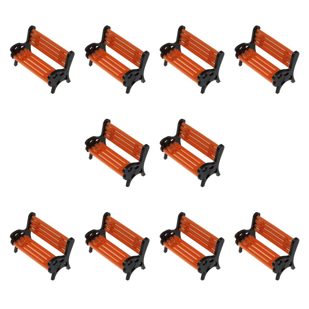 Maxmoral 10PCS Model Train Platform Park Street Seat Bench Chairs Park Bench Model for Model Train Landscape Railway