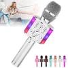 Amazmic Kids Karaoke Microphone Machine Toy Bluetooth Microphone Portable Wireless Karaoke Machine Handheld with LED Lights, Gift for Children Adults Birthday Party, Home KTV(Silver) view 1