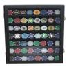 DisplayGifts Casino Coin Poker Chips Display Case Military Medal Pin Display Wall Cabinet Holder Wooden Box with 98% UV Protection Door, Lockable with Key Solid Wood Frame (Black Finish) view 3