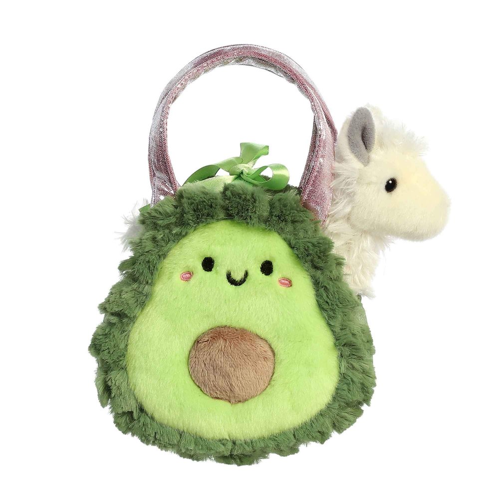 Aurora Fashionable Fancy Pals Foodie Avocado Stuffed Animal - Plush with Stylish Purse for Dress Up Fun - Perfect for Kids 3+ Years, Costumes, and Birthdays - Green 7 Inches