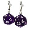 d20 Dice Earrings - Hook with Earnuts (Dark Purple) view 1