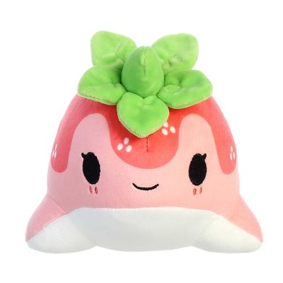 Aurora Enchanting Tasty Peach Strawberry Nomwhal Stuffed Animal - Bright & Colorful Design for Room Decor - Perfect for Adults, Kids, and Birthdays - Pink 8 Inches
