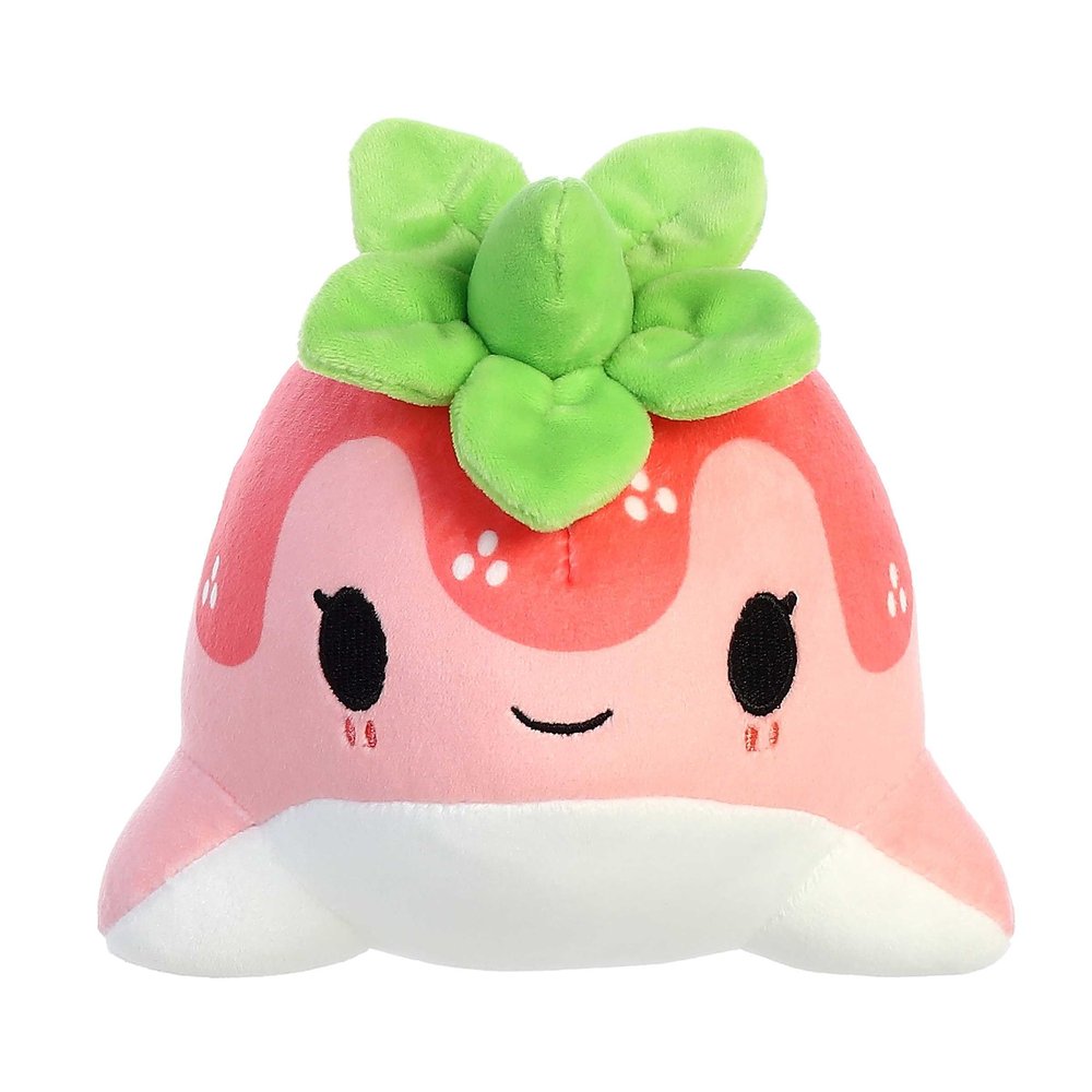 Aurora Enchanting Tasty Peach Strawberry Nomwhal Stuffed Animal - Bright & Colorful Design for Room Decor - Perfect for Adults, Kids, and Birthdays - Pink 8 Inches
