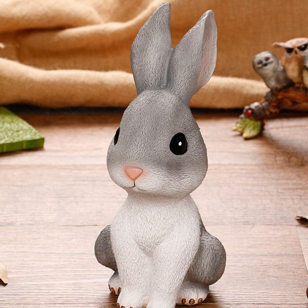 Resin Bunny Piggy Bank Cute Rabbit Money Bank Cartoon Rabbit Easter Table Bunny Figurine Kids Small Change Organizer Easter Party Kids Favor Grey