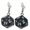 d20 Dice Earrings - Hook with Earnuts (Grey (White #s)) view 1