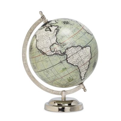 Abbott Collection 57-LATITUDE-17 Spinning Small Decorative Globe, Green/Black, 11" H