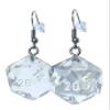 d20 Dice Earrings - Hook with Earnuts (Clear/Colorless) view 1