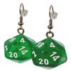 d20 Dice Earrings - Hook with Earnuts (Emerald Green) view 1