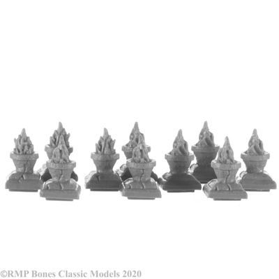 Reaper 77732: Brazier Pillar Tops (10) Bones Classic Plastic Miniature