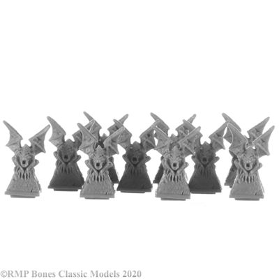 Reaper 77731: Gargoyle Pillar Tops (10) Bones Classic Plastic Miniature