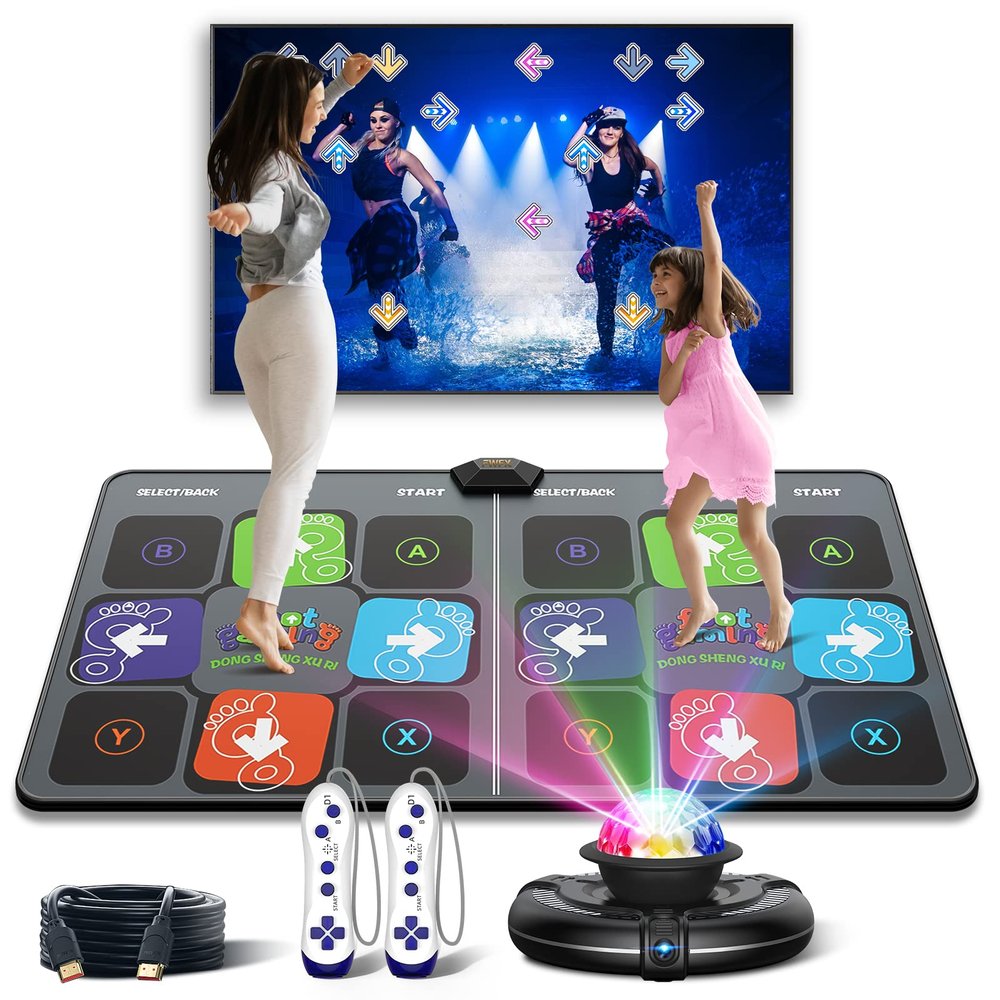 FWFX Dance Mat for TV Games - Wireless Musical Electronic Dance Pad for Kids & Adults, 2-Player Indoor Active Exercise Game for Family Parties, Birthday for Boys and Girls