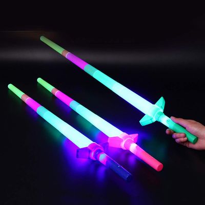 BARMI 4 Section Extendable LED Glow Sword Kids Toy Flashing Stick Concert Party Props,Perfect Child Intellectual Toy Gift Set