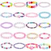 20 Pieces Girl Beaded Bracelets Cute Rainbow Bead Colorful Bracelets Princess Stretchy Wristband for Prince Birthday Present view 1