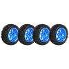 DAUERHAFT 4 Piece Assembled RC Crawler Tires and Wheels Set for 1:18 Scale RC Cars - Blue 1.7 Inch Rubber Tire and Wheel Sets view 1