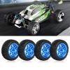 DAUERHAFT 4 Piece Assembled RC Crawler Tires and Wheels Set for 1:18 Scale RC Cars - Blue 1.7 Inch Rubber Tire and Wheel Sets view 3