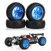 DAUERHAFT 4 Piece Assembled RC Crawler Tires and Wheels Set for 1:18 Scale RC Cars - Blue 1.7 Inch Rubber Tire and Wheel Sets view 4