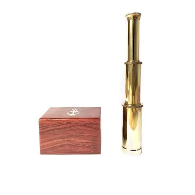 A.A.Nauticals - 6 Inch Telescope with Wooden Box - Antique Brass Spyglass Handcrafted Gift Item (Golden-Polished Brass)