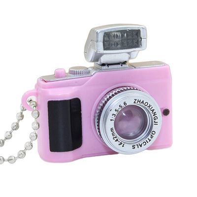 BARMI Mini Camera LED Keychain Key Ring Toy with Flashlight Sound Bag Phone Pendant,Perfect Child Intellectual Toy Gift Set Pink