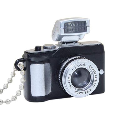 Mini Camera LED Keychain Key Ring Toy with Flashlight Sound Bag Phone Pendant,Perfect Child Intellectual Toy Gift Set Black