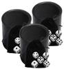 Cyber-Deals Black PU Leather Dice Cup with 16mm White Dice Black Pips Plus Storage Pouch Set (3 Sets) view 1