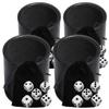 Cyber-Deals Black PU Leather Dice Cup with 16mm White Dice Black Pips Plus Storage Pouch Set (4 Sets) view 1