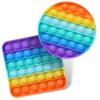 2 Packs Pop Fidget Sensory Toys, Autism Special Needs Stress Relief Silicone Pressure Relieving, Round and Square Squeeze Toys for Kids Children Adults (Set of 2) view 1