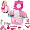 Pet Cat Carrier Backpack Toy, MAGIC4U 23PCS Pet Care Play Set,Vet Clinic and Doctor Kit for Kids, Veterinarian Pretend Play Set for Girls Ages 3-6 Pink view 1