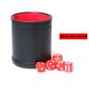 RERIVER Leather Dice Cup Set Red Felt Lining Quiet Dice Shaker Cup with 6 Red Standard Dot Dice for Farkle Yahtzee Games, 1 Pack view 2