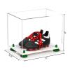 Better Display Cases Acrylic Kids Shoes Display Case - Medium Rectangle Box with Clear Case, Green Risers and White Base 12" x 8.25" x 8" (A004, V41) view 2