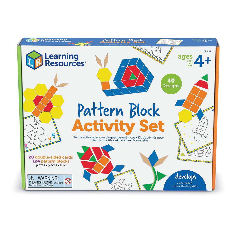 Learning Resources Pattern Block Activity Set, 20 Double-Sided Cards, Ages 4+