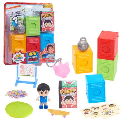 Just Play Ryans World Stacking Surprise Lockers, 5 Pre-filled Lockers, Includes Figure, Slime, Keychain, Styles May Vary, Kids Toys for Ages 3 Up