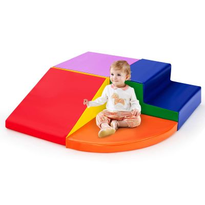 Costzon Climb and Crawl Foam Play Set, 4-Piece Soft Toddler Corner Climber Indoor Active Play Structure for Babies & Toddlers, Great for Climbing, Sliding and Physical Activity (Multicolor)