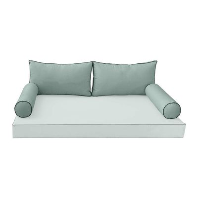 DBM IMPORTS Cover ONLY Style2 Outdoor Bolster Back Pillow Slipcover Contrast Trim Crib-AD002