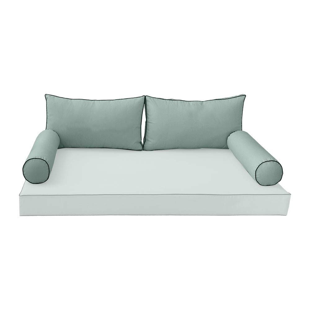 DBM IMPORTS Cover ONLY Style2 Outdoor Bolster Back Pillow Slipcover Contrast Trim Crib-AD002