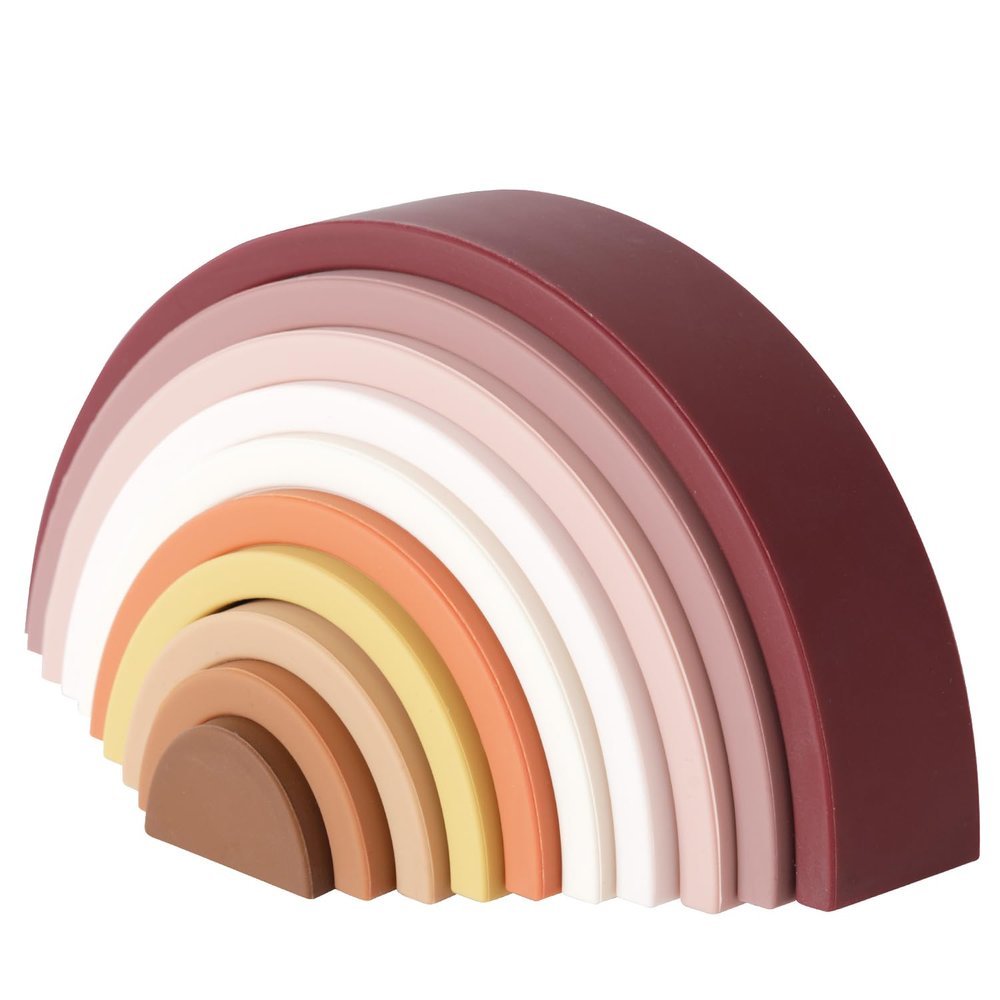 BESSENTIALS Silicone Stacking Rainbow, Silicone Baby Stacking Toys, Preschool Toys Boho Baby Toys, Stacking Toy & Teething Toys, 10 Pacs Baby Toys,Rainbow Stacker for Kids and Babies.BPA-Free.
