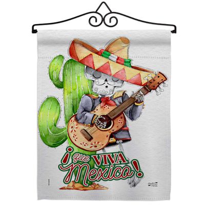 Angeleno Heritage Cinco de Mayo Que Viva Mexico Garden Flag Set Wall Hanger Summer Party Cactus Pinata Sombrero Mexican Fiesta Outdoor Small Decorative Gift Yard House Banner Made in USA 13 X 18.5