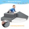 Costzon Climb and Crawl Foam Play Set, 4-Piece Soft Toddler Corner Climber Indoor Active Play Structure for Babies & Toddlers, Great for Climbing, Sliding and Physical Activity (White + Grey) view 3