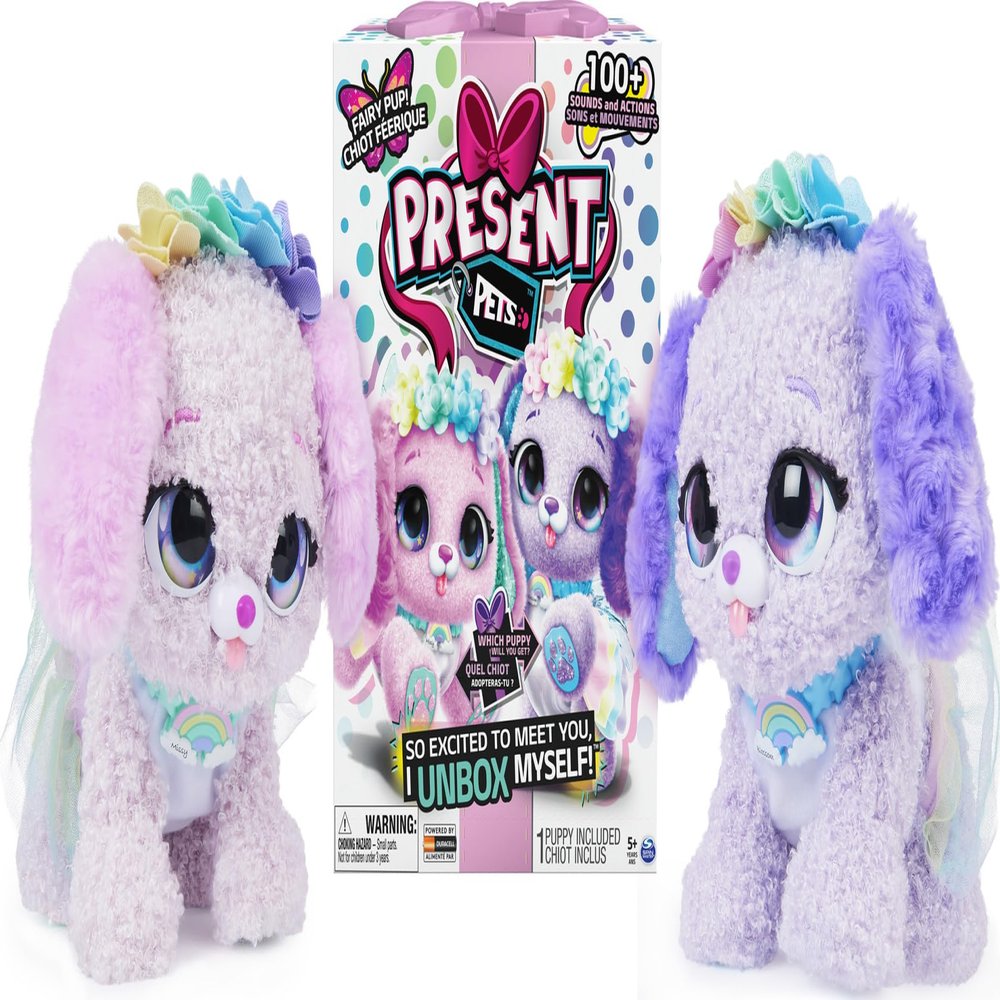 Present Pets, Fairy Puppy Interactive Plush Toy with Over 100 Sounds and Actions (Style May Vary), Kids Toys for Girls Aged 5 and Above, 6061372